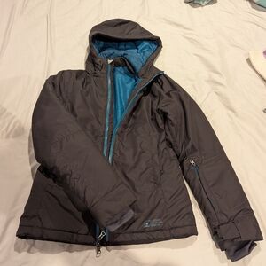 Eastern Mountain Sports Black Hooded Ski Jacket with Blue Lining